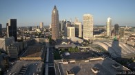 Archiv Foto Webcam Blick von Frankfurter Messe auf die Skyline 19:00