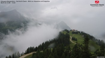 Bergstation Kreuzeck - Blick zur Alpspitze und Zugspitze